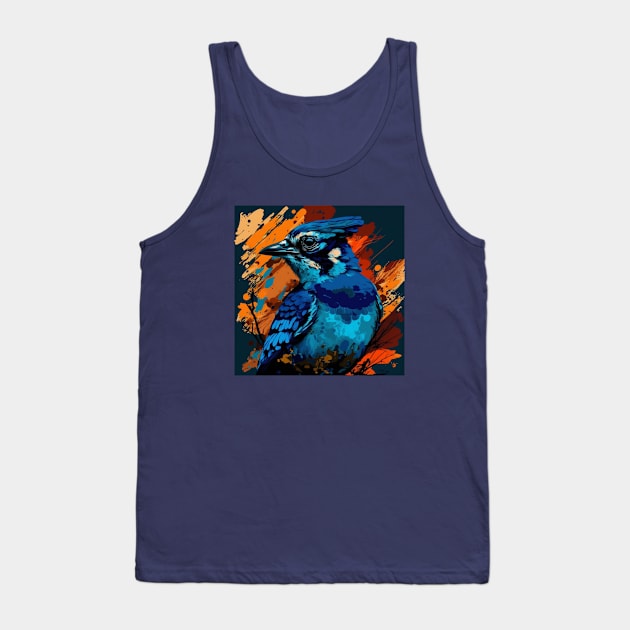 Painted Blue Jay Design Tank Top by Star Scrunch